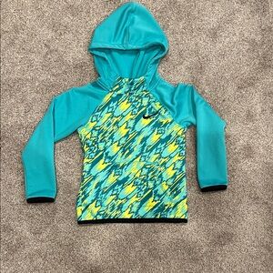 Nike Kids Hoodie - Teal and Yellow Size 4-5